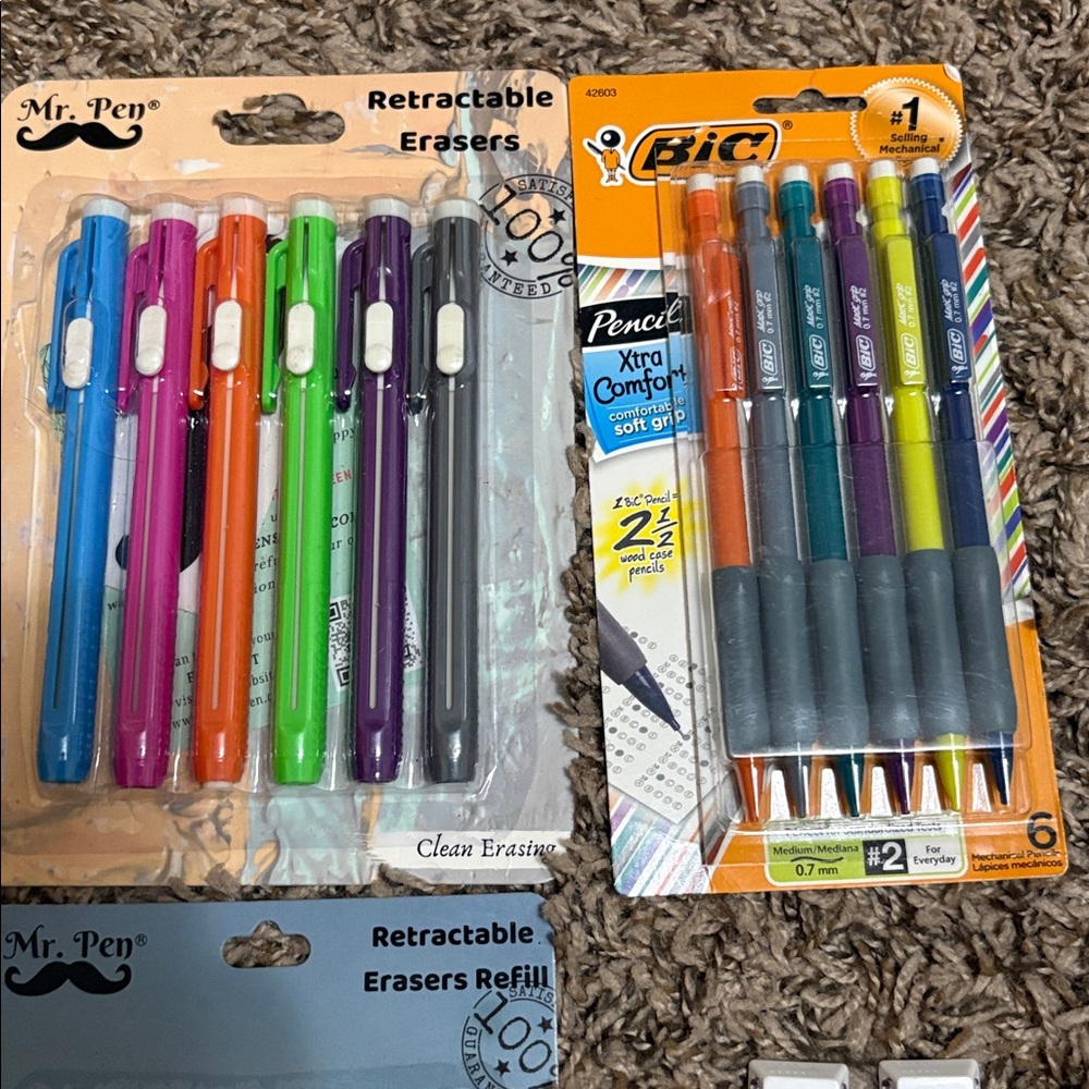 Set of 0.7 mm Mechanical Pencils and Eraser Pens, refills and colored lead - Picture 2 of 6